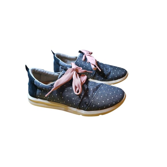 Tom's Women's Del Rey Canvas Shoe Polk-a-dot Grey W/pink Laces Size 6.5 - Picture 3 of 10